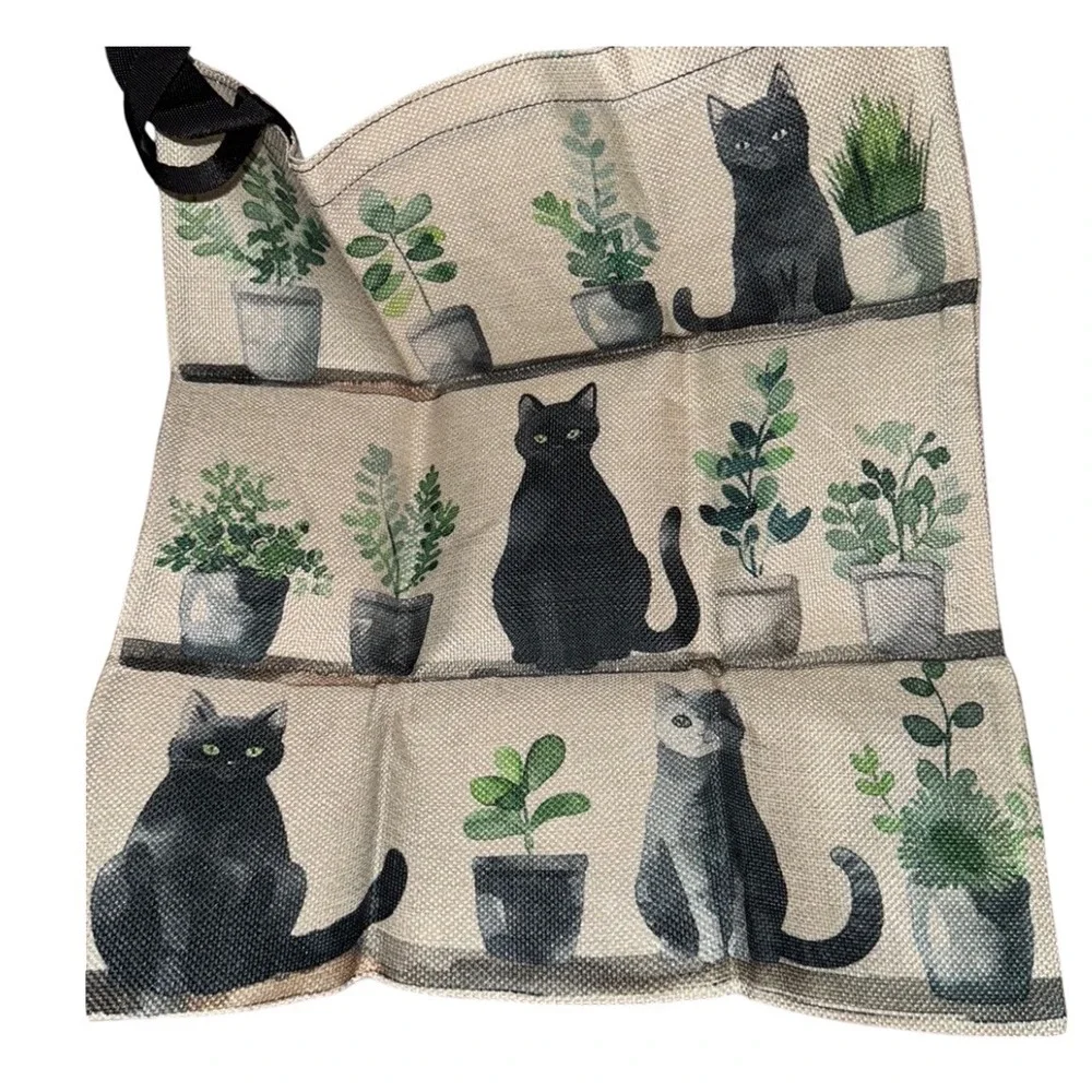 Tote Bag All over Print Black Gray Cats Plants‎ Shopping Bag New